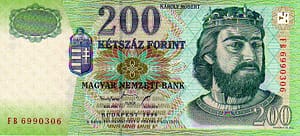 King Charles I on Hungarian 200-forint banknote (1998–2009)