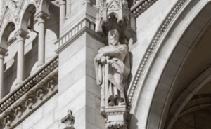 Statue of king Bela IV on the Hungarian Parliament