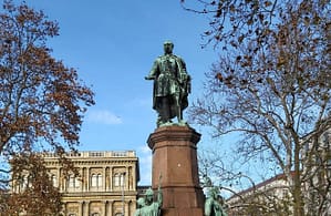 The statue of Szechenyi in front of the Academy of Science