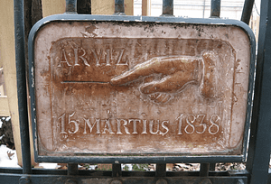 One of the markers showing the level of water on March 15, 1838: The Great Flood of Budapest